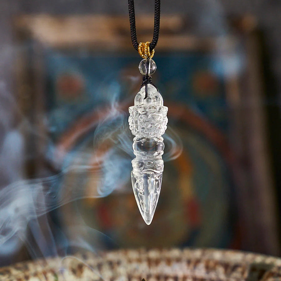 Phurba Vajra Protective Energy Clear Quartz Pendants