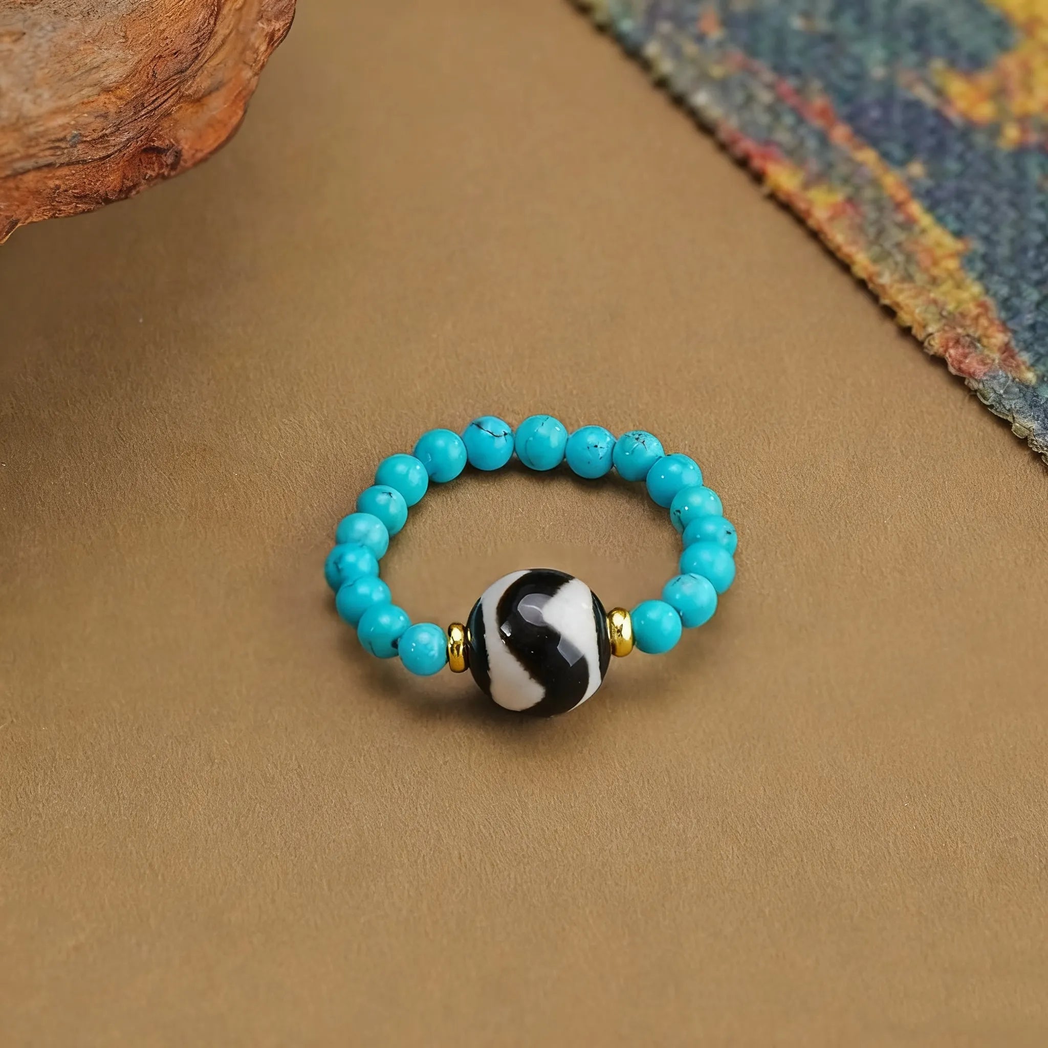 Turquoise symbolizes luck and protection.