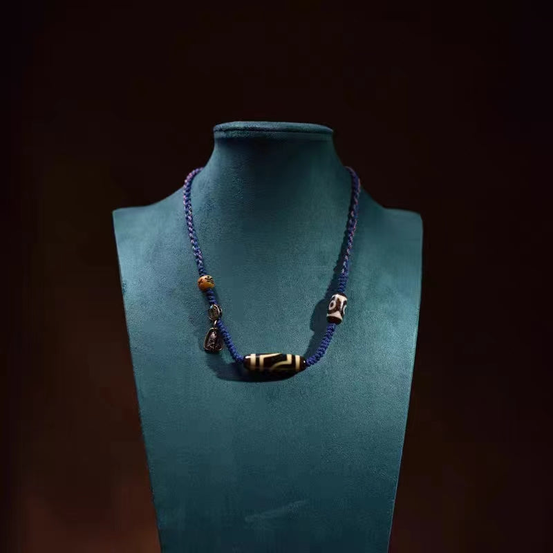 Fortune-attracting and protective dZi bead necklace