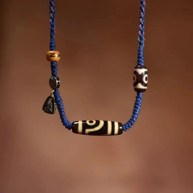 Fortune-attracting and protective dZi bead necklace