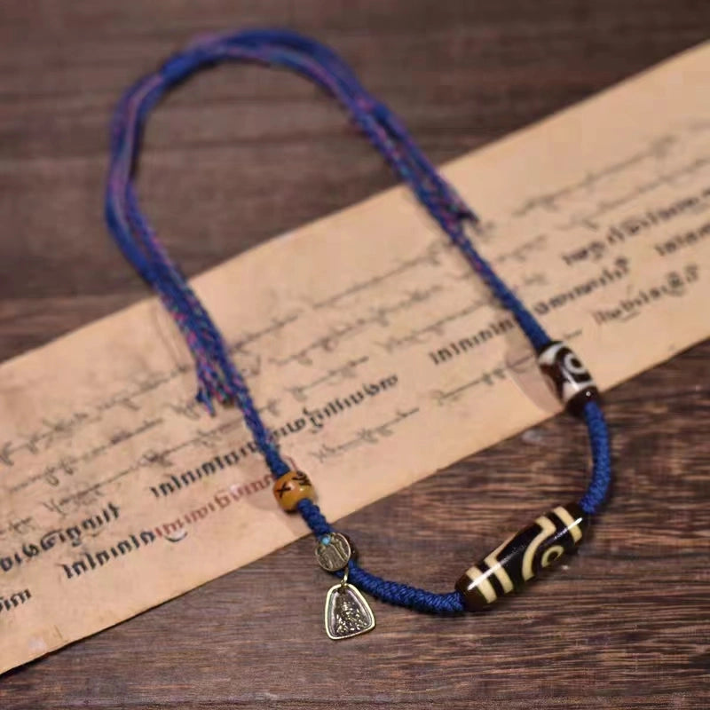 Fortune-attracting and protective dZi bead necklace