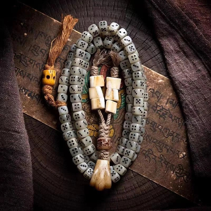 108-piece carved Tibetan-style yak bone bracelet
