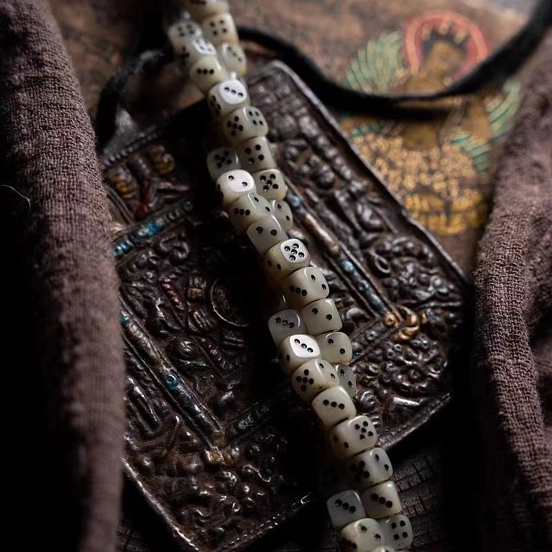 108-piece carved Tibetan-style yak bone bracelet