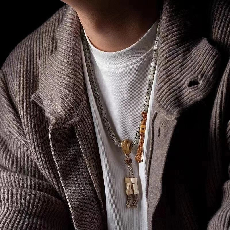 108-piece carved Tibetan-style yak bone bracelet