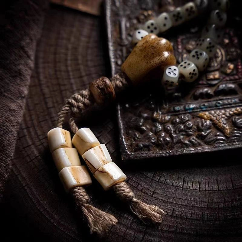 108-piece carved Tibetan-style yak bone bracelet