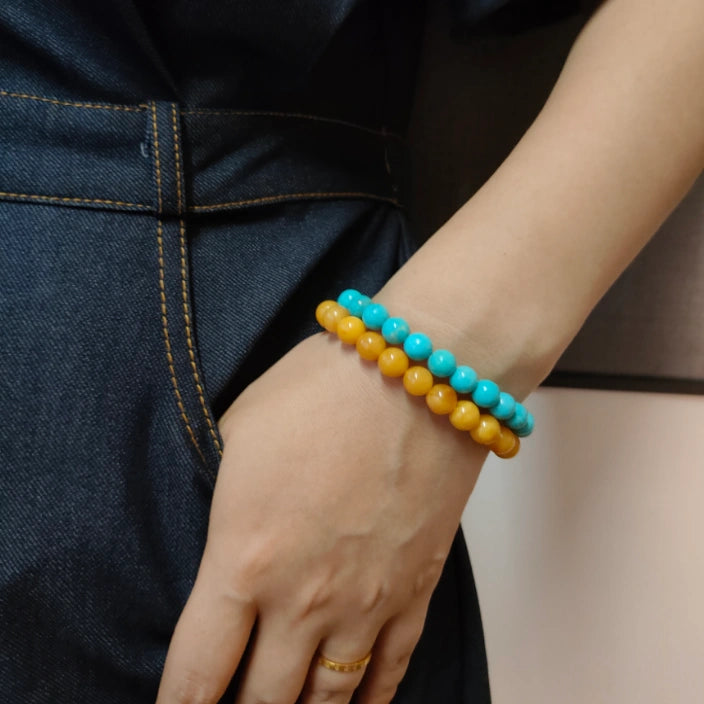 Natural Turquoise Beaded Bracelet | Handmade Everyday Stone Jewelry 