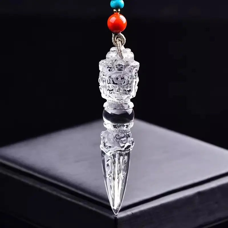 White Crystal Three sided Puma Demon Slayer Necklace