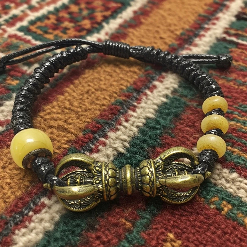 Artisan Handwoven Vajra Ox Bone Bracelet