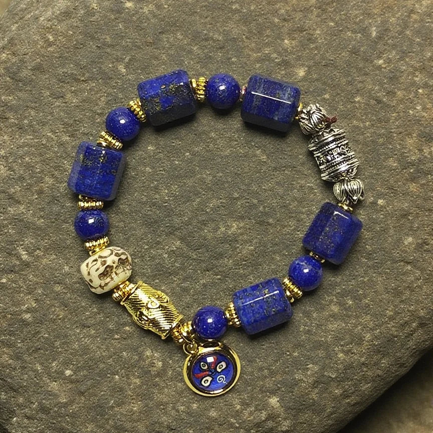 Lapis lazuli wealth amulet bracelet