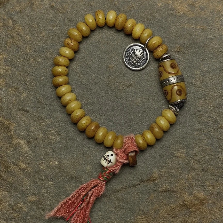 Ox bone Sky Pearl Guardian bracelet