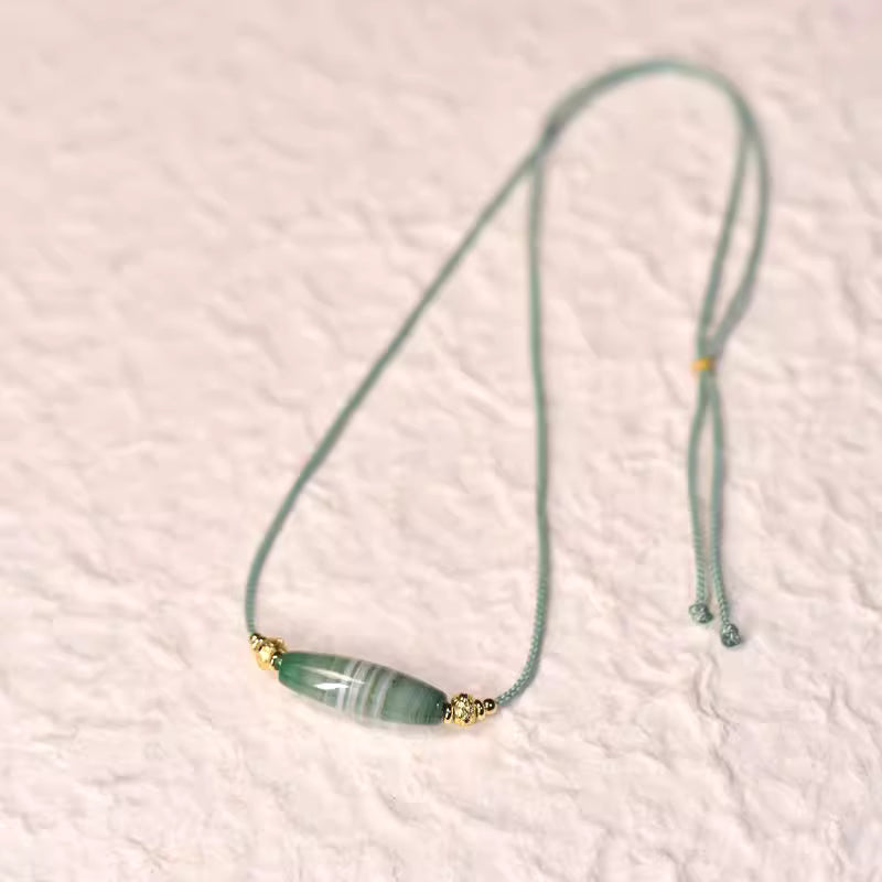 Dzi Green Stream Treasure Necklace