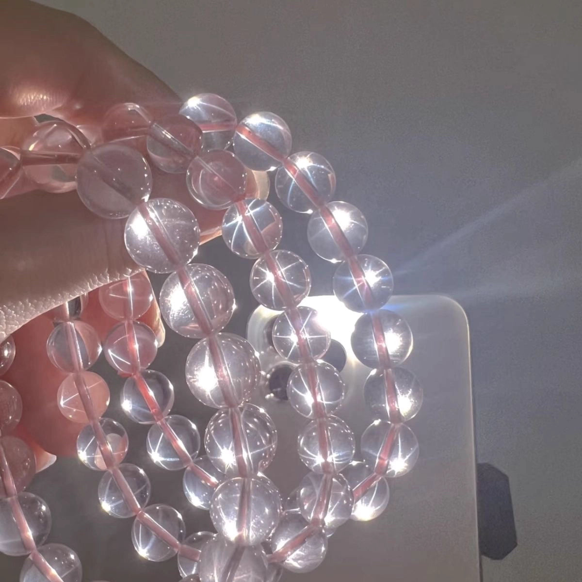 Natural six-pointed star pink crystal bracelet