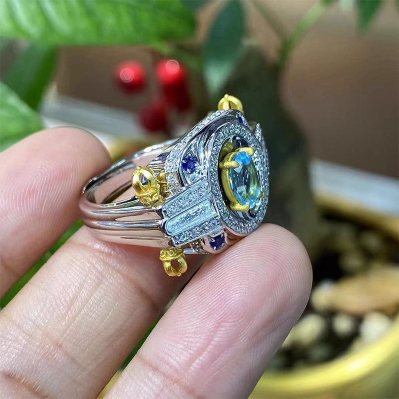 Tibetan Zhajilamu Ring—Heavenly Protection & Luxe Sapphire Charm.