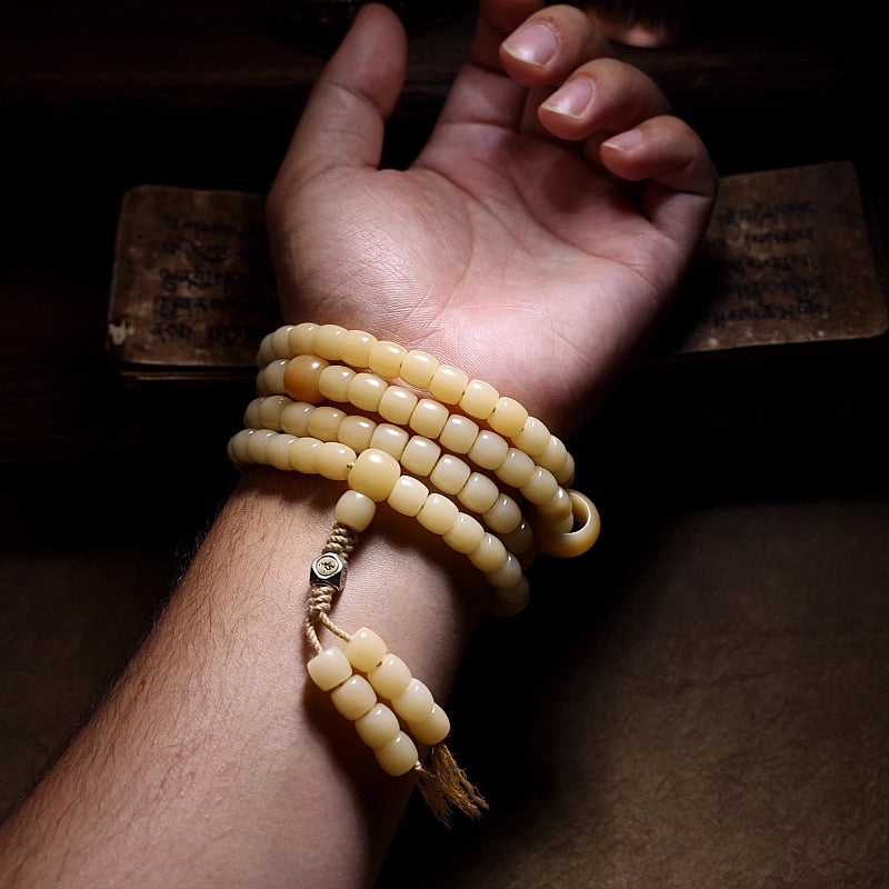 Original natural white jade bodhi root Buddha beads, 108 beads, for playing, prayer beads, bracelet