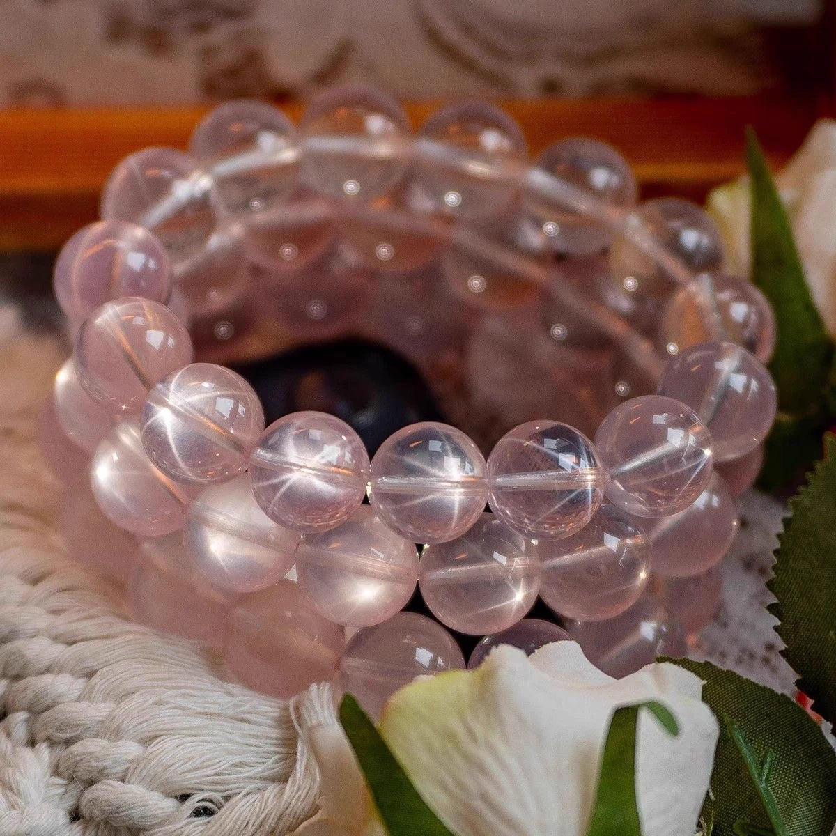 Natural six-pointed star pink crystal bracelet