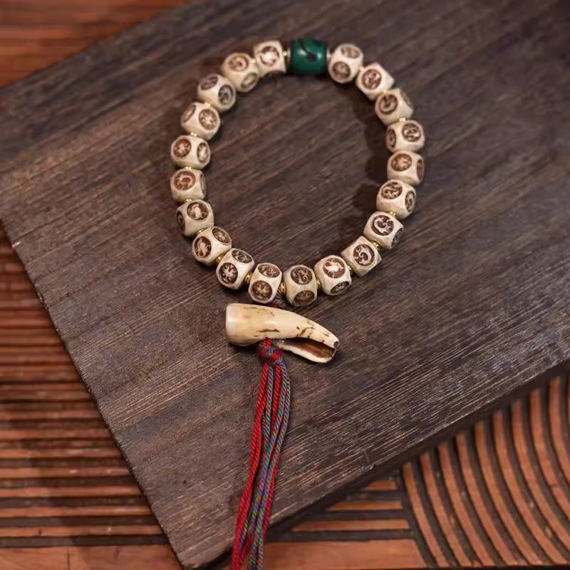 Ox bone and glass bracelet