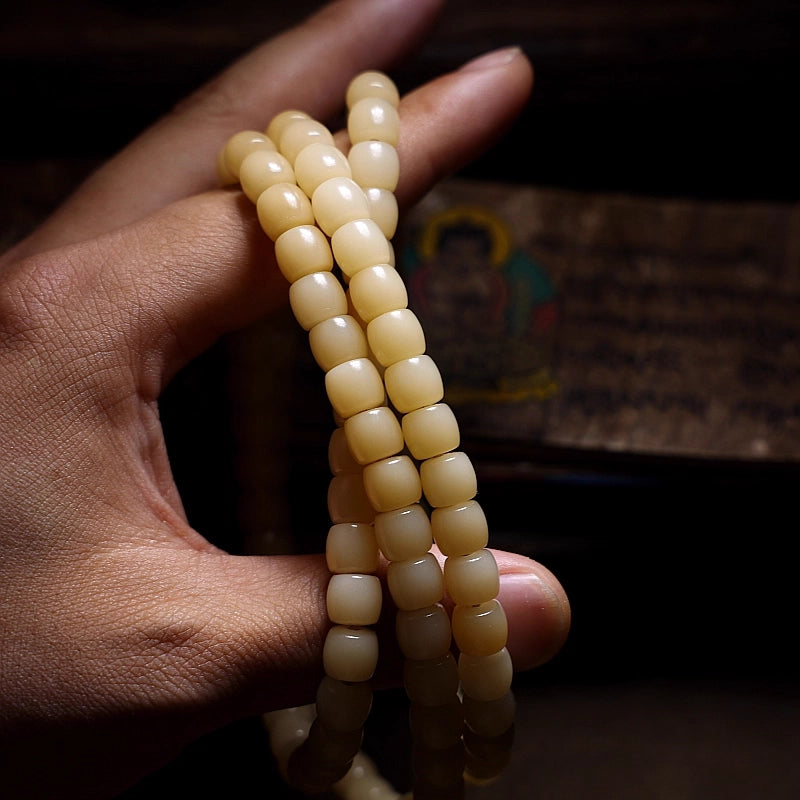 Original natural white jade bodhi root Buddha beads, 108 beads, for playing, prayer beads, bracelet