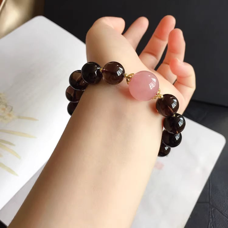 Natural tea-colored crystal bracelet