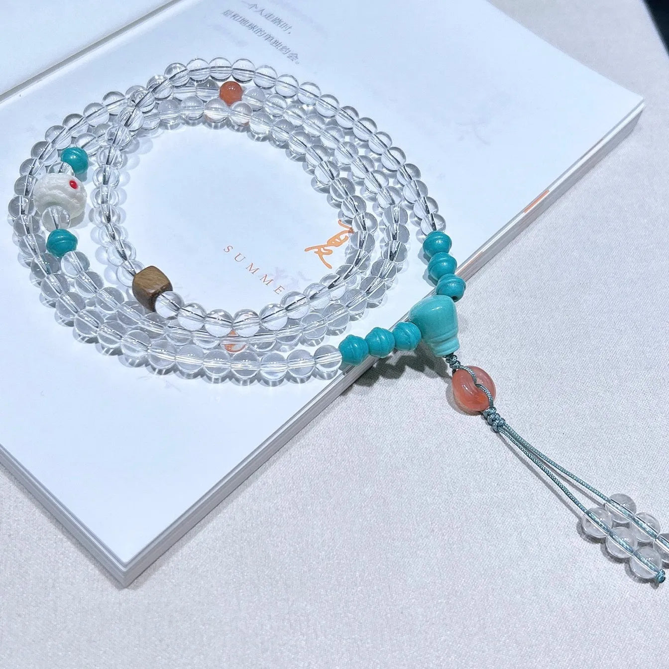 Natural white crystal three-circle bracelet