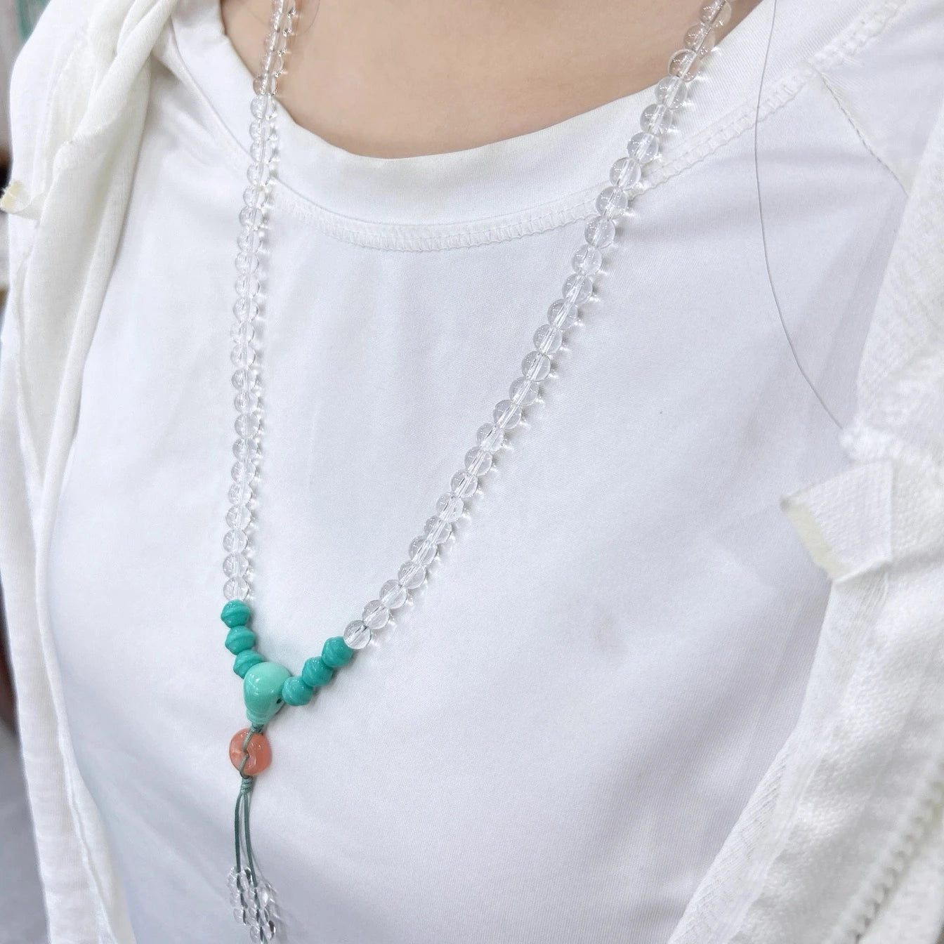 Natural white crystal three-circle bracelet