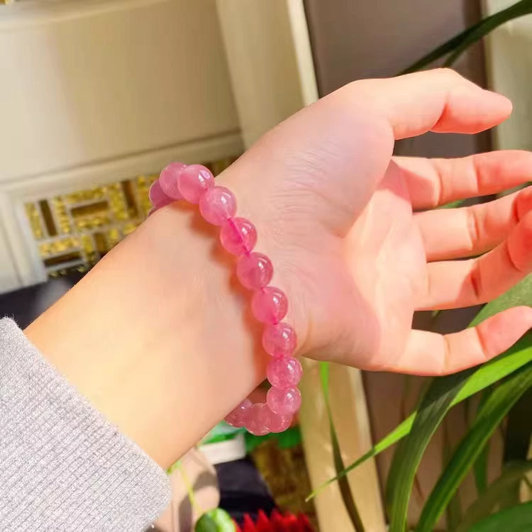 Natural pink crystal bracelet