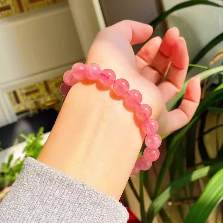 Natural pink crystal bracelet