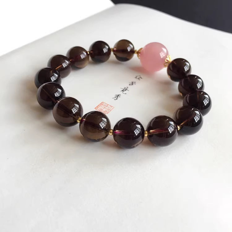 Natural tea-colored crystal bracelet