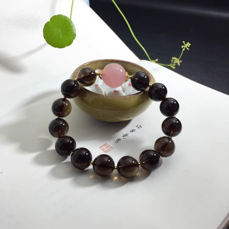 Natural tea-colored crystal bracelet