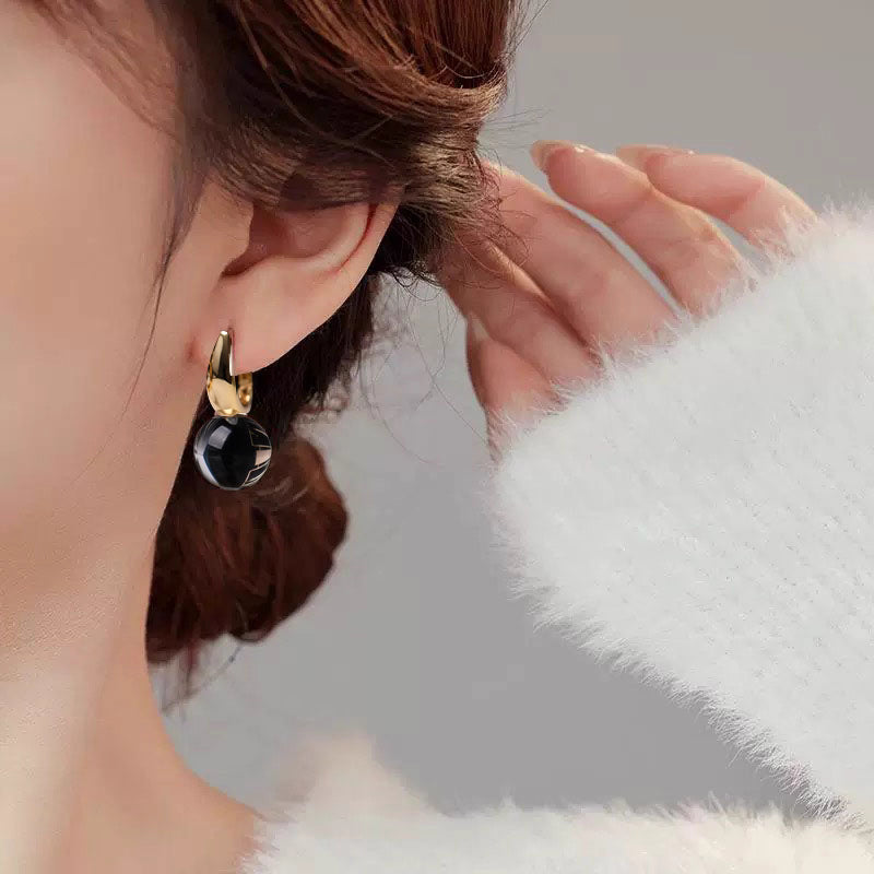 White quartz silver-plated gold earrings/ear pendants