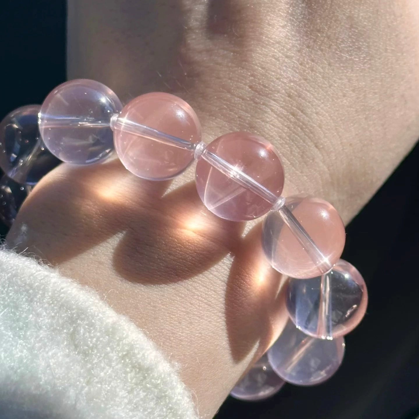 Natural six-pointed star pink crystal bracelet