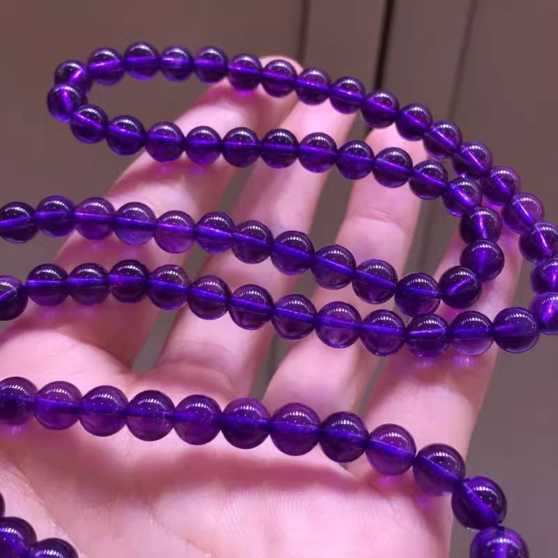 Natural amethyst and violet three-circle bracelet