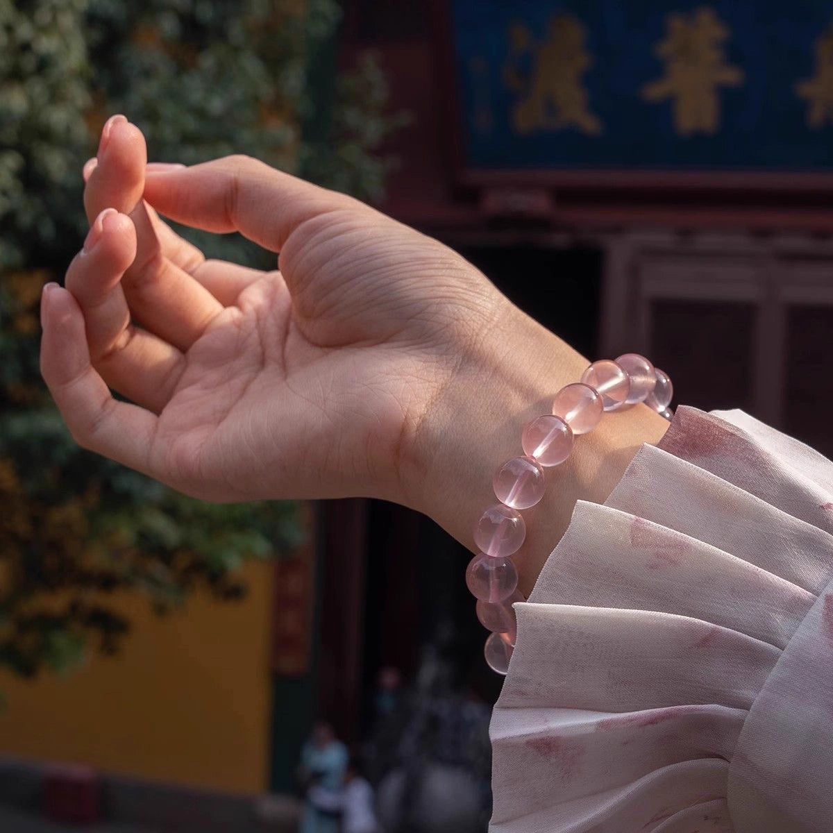 Natural six-pointed star pink crystal bracelet