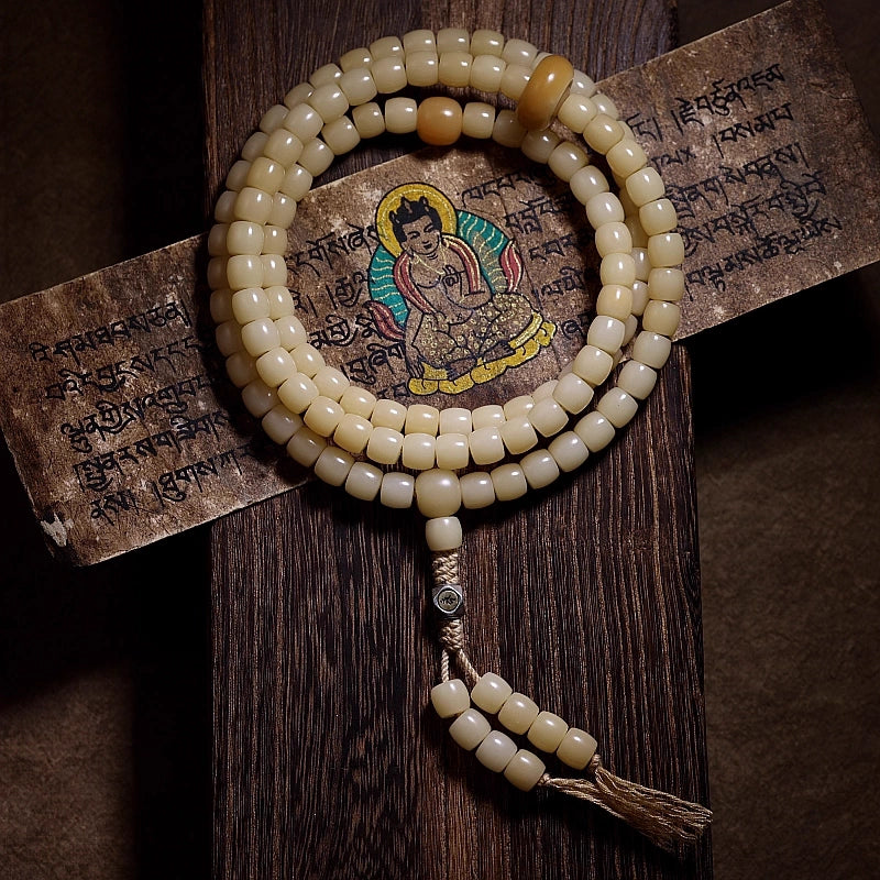 Original natural white jade bodhi root Buddha beads, 108 beads, for playing, prayer beads, bracelet