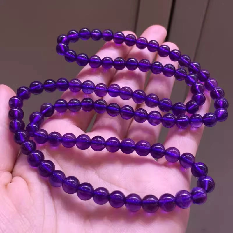 Natural amethyst and violet three-circle bracelet