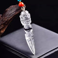 Hand carved clear quartz phurba pendant necklace, natural energy crystal spiritual jewelry
