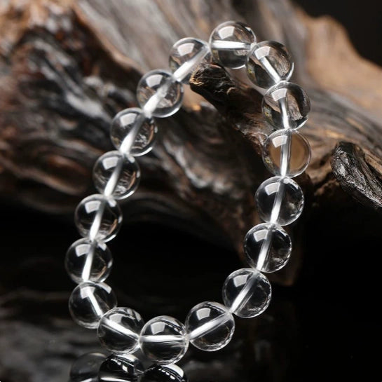 Kailash Energy Clear Quartz Beaded Bracelet, Premium Healing Crystal Mala Bracelet for Spiritual Practice