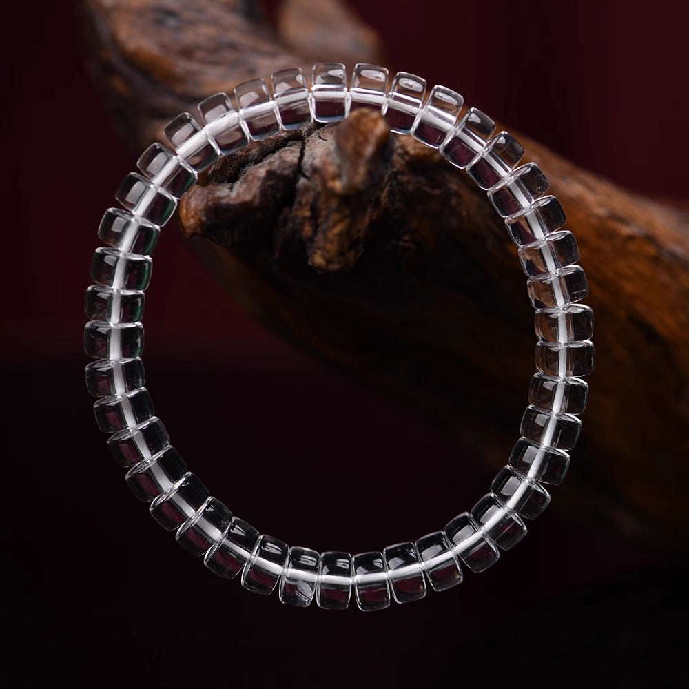 Natural clear quartz healing bracelet, genuine spiritual quartz crystal jewelry for energy balance