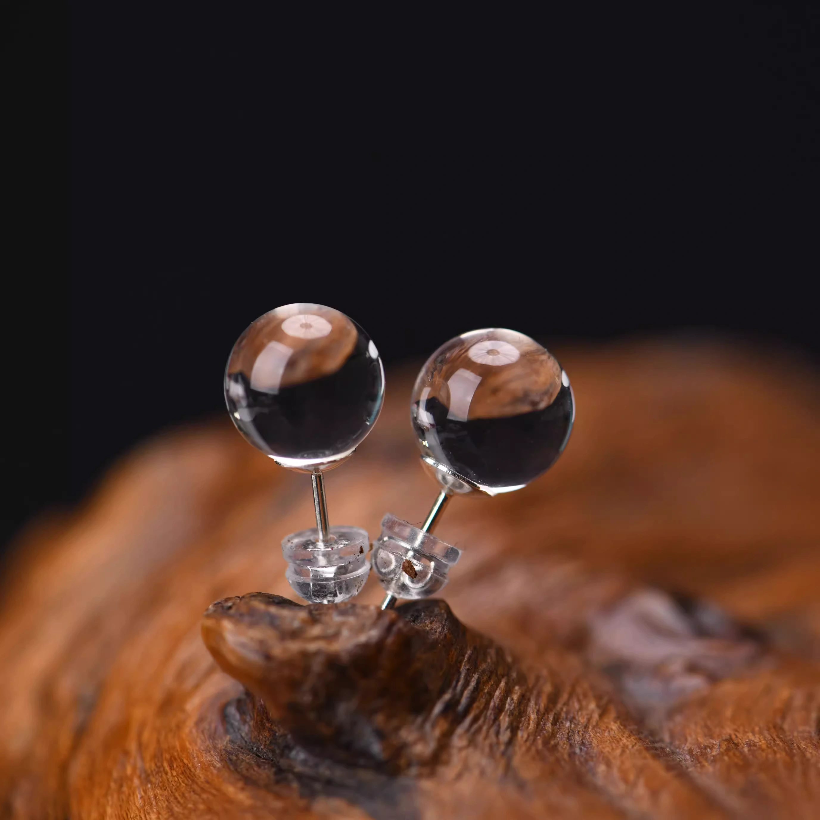 Solid silver natural clear quartz drop earrings, calming healing crystal jewelry